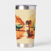 レトロクール旅行愛好家飛行機 保温保冷タンブラー (左面)