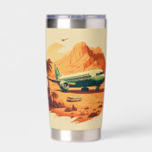 レトロクール旅行愛好家飛行機 保温保冷タンブラー (背面)