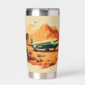 レトロクール旅行愛好家飛行機 保温保冷タンブラー (正面)