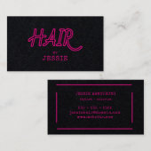 レトロクール美容師ブラックビジネスカード 名刺 (正面/裏面)
