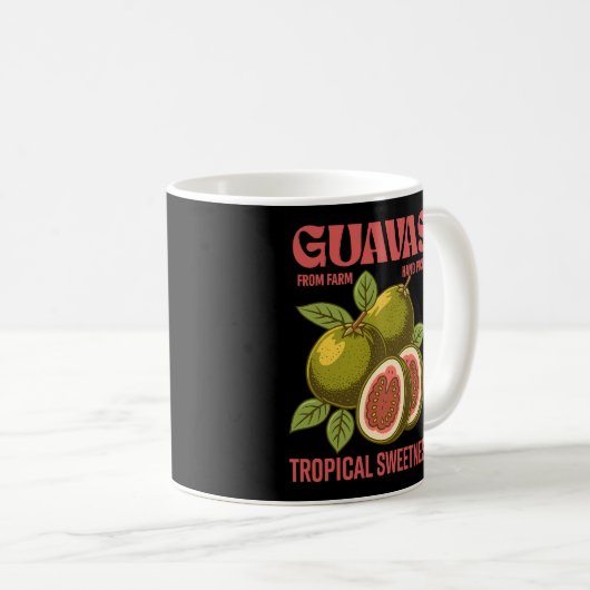 レトログアバスフルーツコマーシャルグラフィックアートスタイル コーヒーマグカップ (正面右)