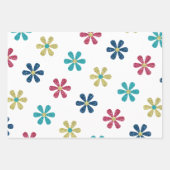 レトログガーリーラム60sグリッター花金ゴールドブルーレッド ラッピングペーパーシート (正面)