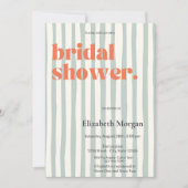 レトログストライプリーンシンプルブライダルシャワー 招待状 (正面)