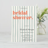 レトログストライプリーンシンプルブライダルシャワー 招待状 (スタンド正面)