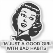 レトログッドガールビニールステッカー シール (正面)