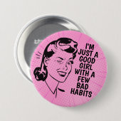 レトログッドガールボタン 缶バッジ (正面&裏面)