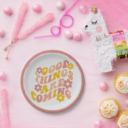 レトログッド来事物の60s引用文ヴィンテージヒッピー ペーパープレート (パーティー)