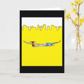 レトログライダー飛行機 カード (黄色い花)