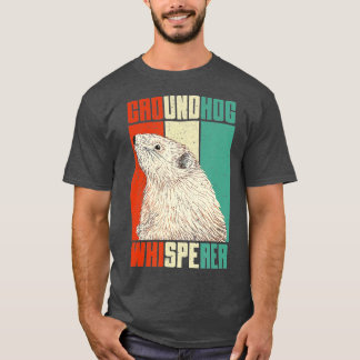 レトログラウンドホッグデイウィスパーおもしろいラーウッドチャックホール Tシャツ
