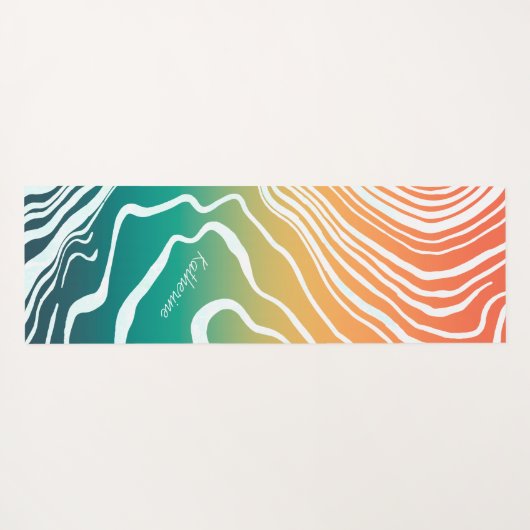 レトログラディエントのマーブルカスタム抽象芸術 ヨガマット (裏面(横))