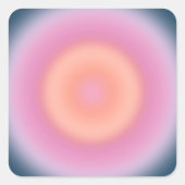 レトログラデーションダークブルーとピンクの抽象芸術オーラ スクエアシール (正面)