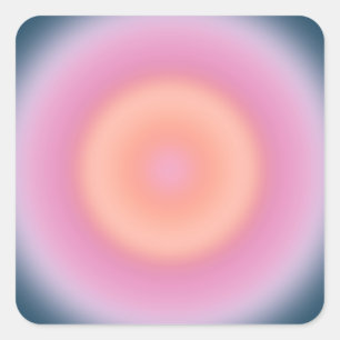 レトログラデーションダークブルーとピンクの抽象芸術オーラ スクエアシール