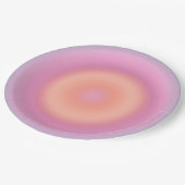 レトログラデーションダークブルーとピンクの抽象芸術オーラ ペーパープレート (アングル)