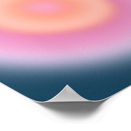 レトログラデーションダークブルーとピンクの抽象芸術オーラ ポスター (角)