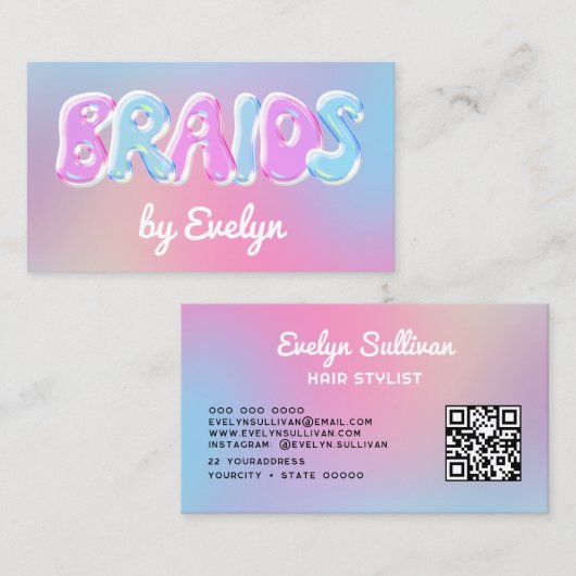 レトログラデーションバブル三つ編み名刺 名刺 (正面/裏面)