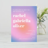 レトログラデーションピンクラベンダーパープルバルミツワー 招待状 (スタンド正面)