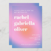 レトログラデーションピンクラベンダーパープルバルミツワー 招待状 (正面/裏面)