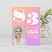 レトログラデーションピンク83歳の誕生日 招待状 (スタンド正面)