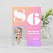 レトログラデーションピンク86歳の誕生日 招待状 (スタンド正面)