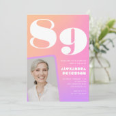 レトログラデーションピンク89歳の誕生日 招待状 (スタンド正面)