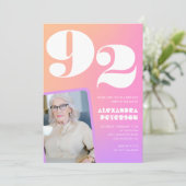レトログラデーションピンク92歳の誕生日 招待状 (スタンド正面)