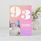 レトログラデーションピンク93歳の誕生日 招待状 (スタンド正面)