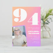 レトログラデーションピンク94歳の誕生日 招待状 (スタンド正面)