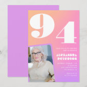 レトログラデーションピンク94歳の誕生日 招待状 (正面/裏面)