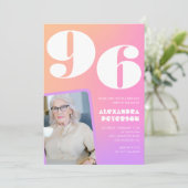 レトログラデーションピンク96歳の誕生日 招待状 (スタンド正面)