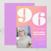 レトログラデーションピンク96歳の誕生日 招待状 (正面/裏面)