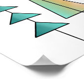 レトログラデーションレッドのピンク色のジオメトリッククリスマスツリー ポスター (角)