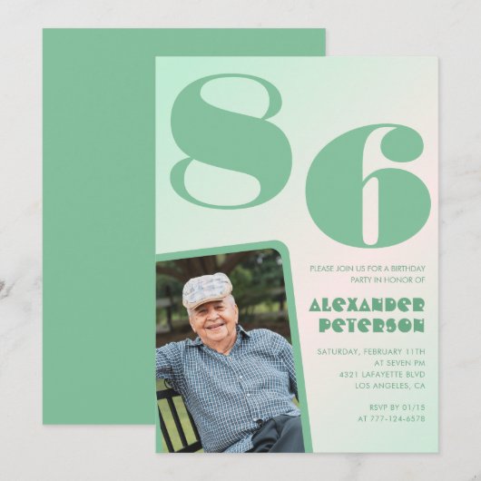 レトログラデーション撮影86歳の誕生日 招待状 (正面/裏面)