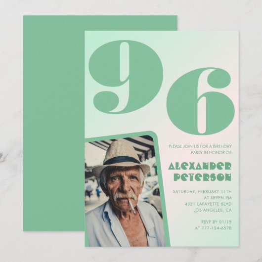 レトログラデーション撮影96歳の誕生日 招待状 (正面/裏面)