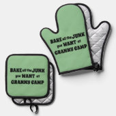 レトログラニーキャンプ文字 鍋つかみ&鍋敷きセット (正面/裏面)