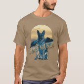 レトログラフィックス（ドイツ語） Shepherd Blue ID754 Tシャツ (正面)