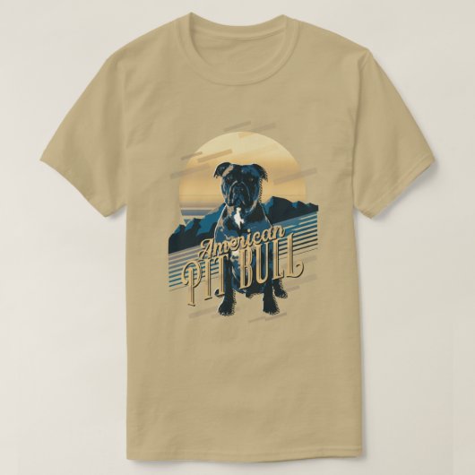レトログラフィックスAmerican Pit Bull Blue ID754 Tシャツ (デザイン正面)