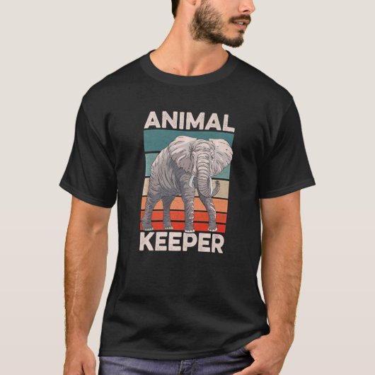 レトログラフィック動物飼育者動物飼育者動物動物園 Tシャツ (正面)