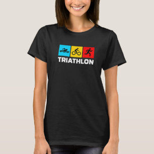 レトログラフィック走バイクスイムトライアスロンS Tシャツ