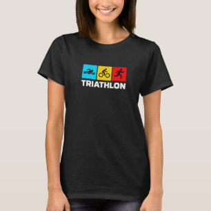 レトログラフィック走バイクスイムトライアスロンS Tシャツ