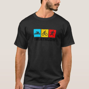 レトログラフィック走バイクスイムトライアスロンS Tシャツ