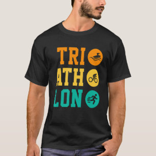 レトログラフィック走バイクスイムトライアスロンS Tシャツ