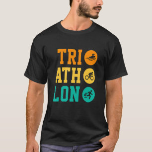 レトログラフィック走バイクスイムトライアスロンS Tシャツ