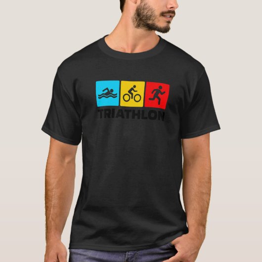 レトログラフィック走バイクスイムトライアスロンS Tシャツ (正面)