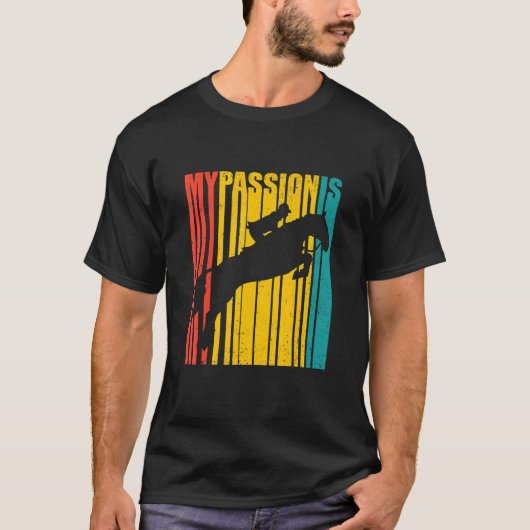 レトログラフィック馬好き馬術馬 Tシャツ (正面)