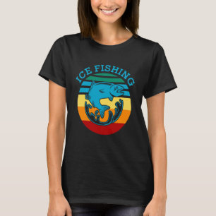 レトログラフィック魚釣りロッド氷フィッシャー氷魚釣りF Tシャツ