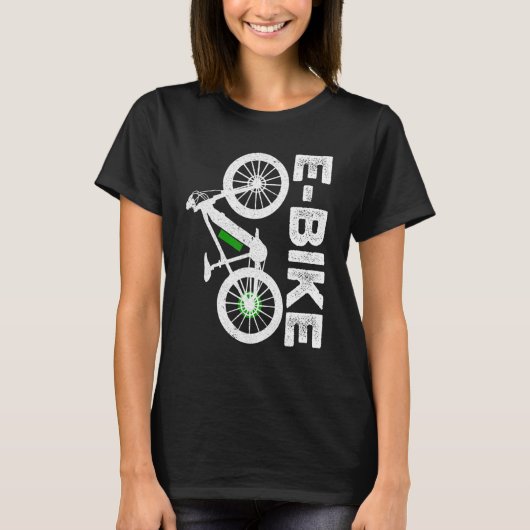 レトログラフィックEバイク登山自転車Eバイク Tシャツ (正面)