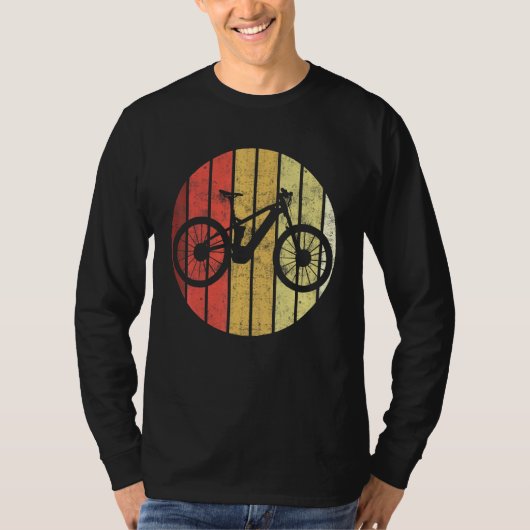レトログラフィックEバイク マウンテンバイク 自転車 Eバイク Tシャツ (正面)