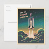 レトログラフィックLoFiコズミックレトロウェーブ宇宙シャトル ポストカード (正面/裏面)