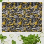 レトログラフィティアーバン通りパターン キッチンタオル (折り畳み)