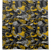 レトログラフィティアーバン通りパターン シャワーカーテン (正面)